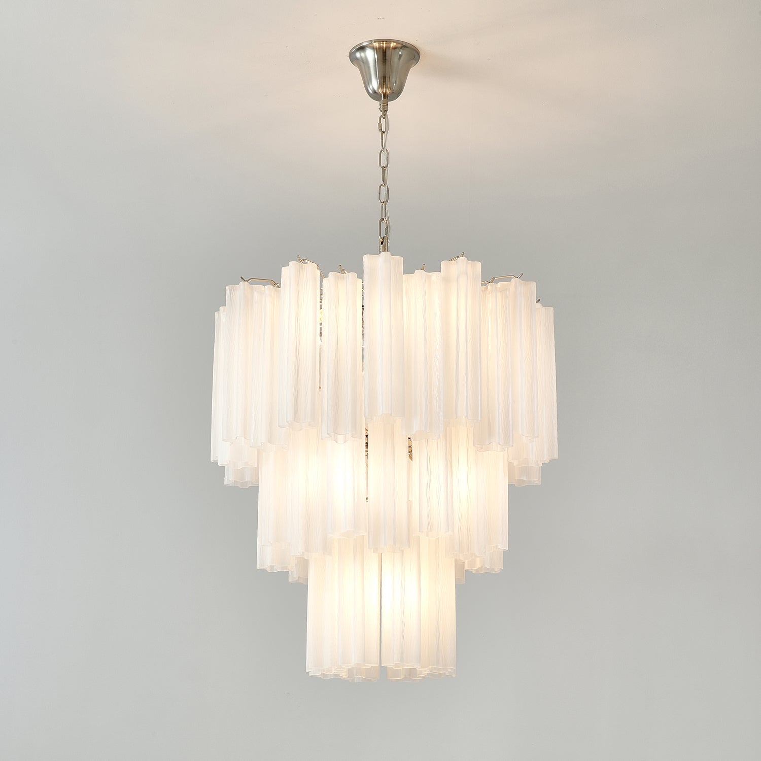 Aurora Chandelier Frosted Glass Tubes Layered Minimalist-Neutral Decor
