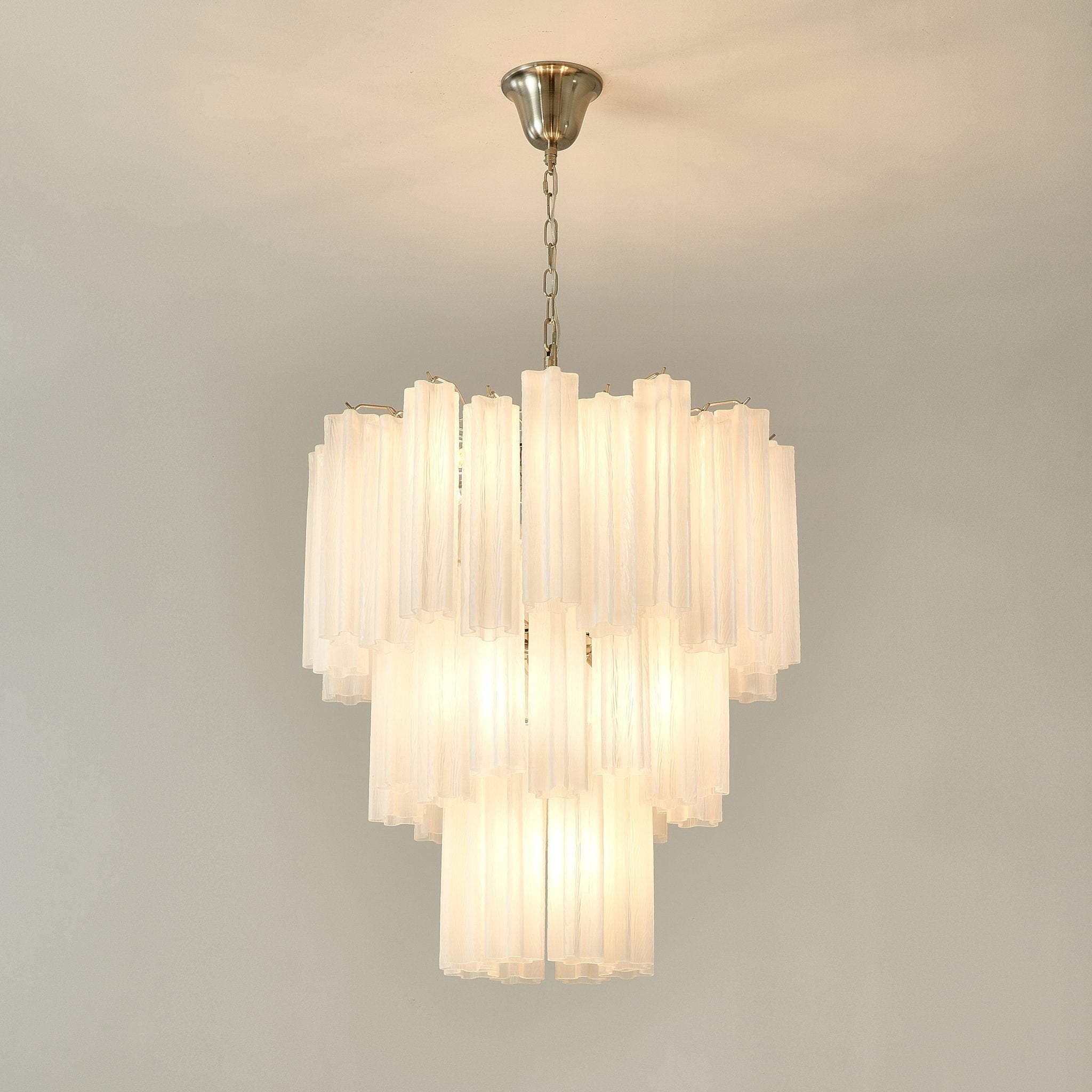 Aurora Chandelier Frosted Glass Tubes Layered Minimalist-Neutral Decor