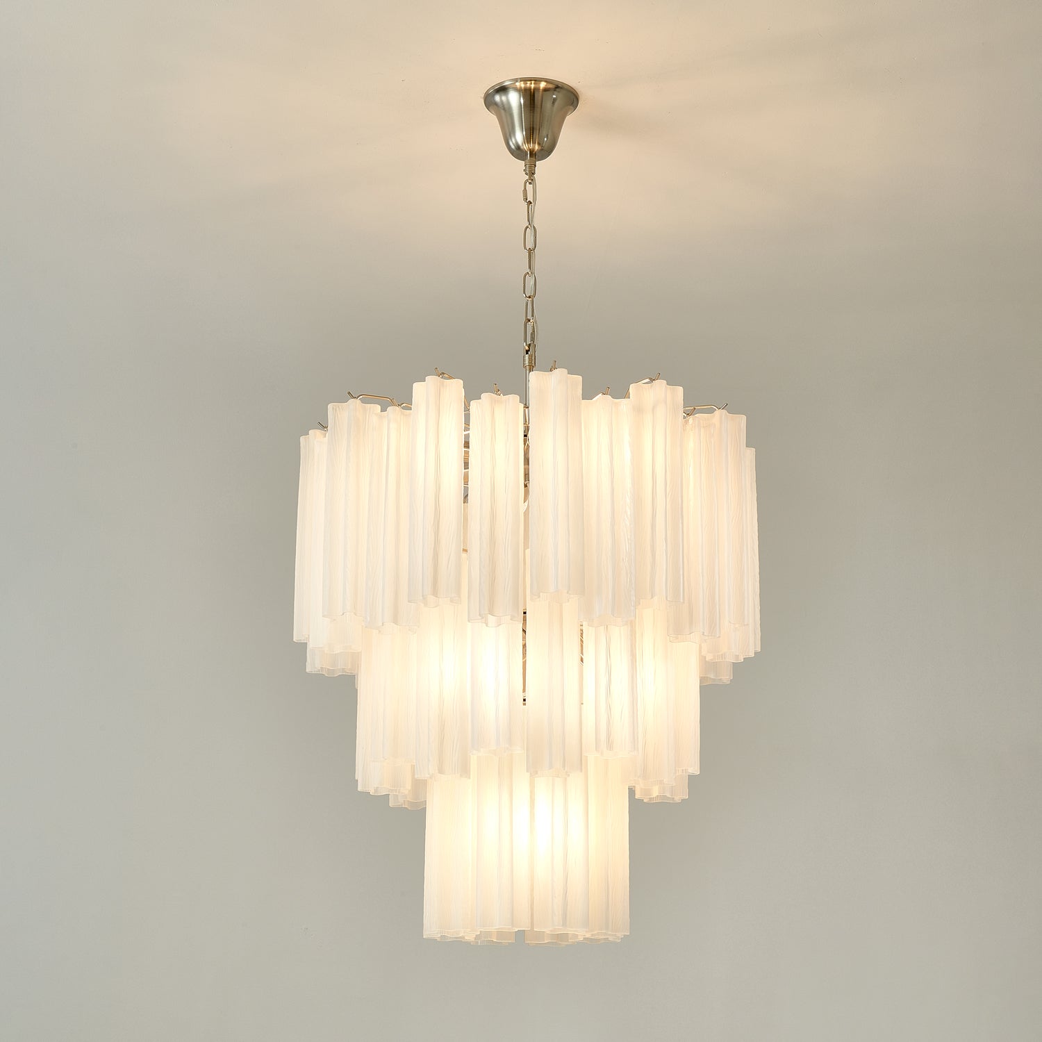 Aurora Chandelier Frosted Glass Tubes Layered Minimalist-Neutral Decor