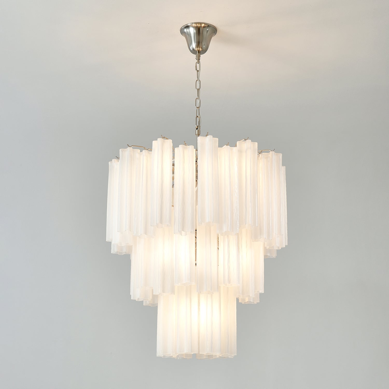 Aurora Chandelier Frosted Glass Tubes Layered Minimalist-Neutral Decor