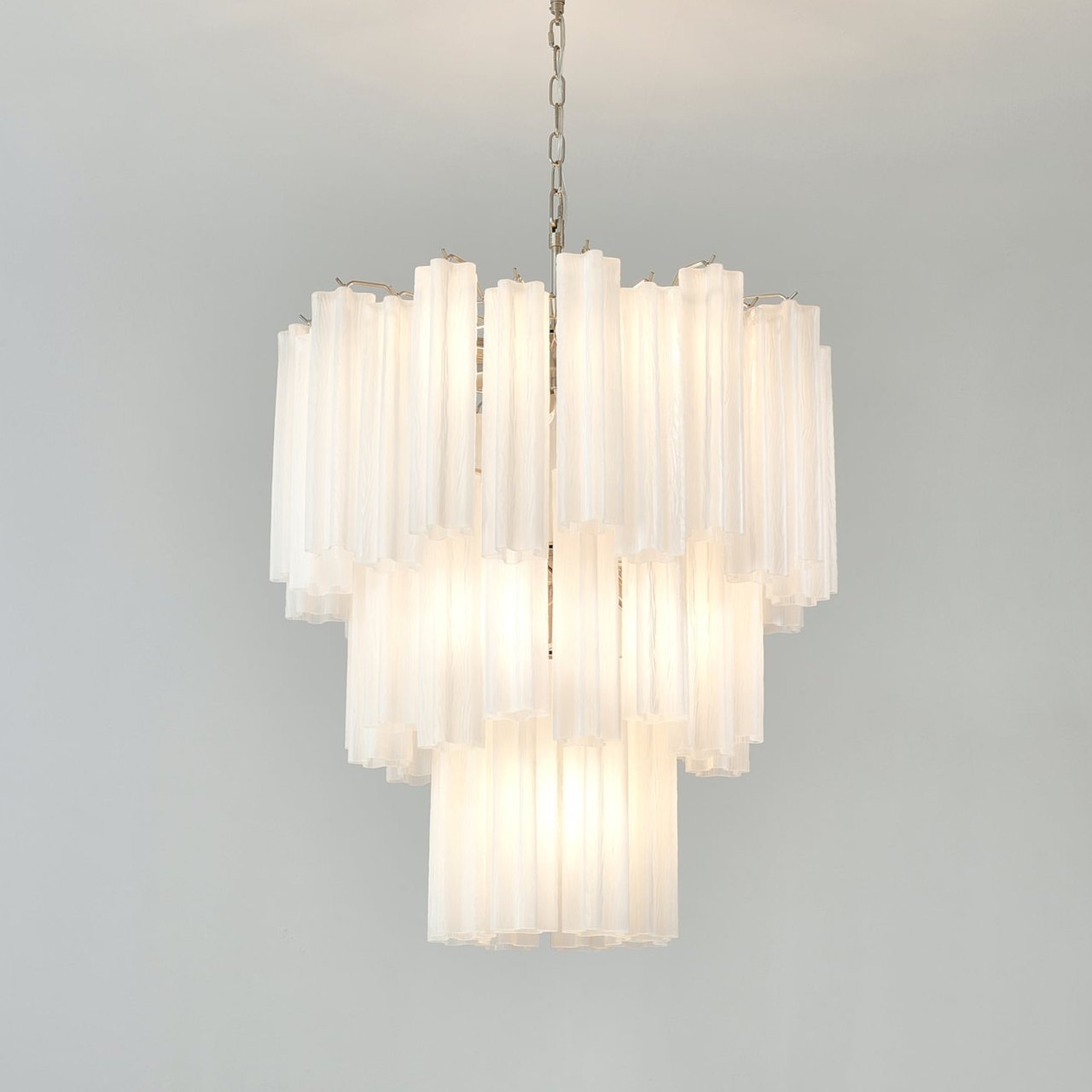 Aurora Chandelier Frosted Glass Tubes Layered Minimalist-Neutral Decor
