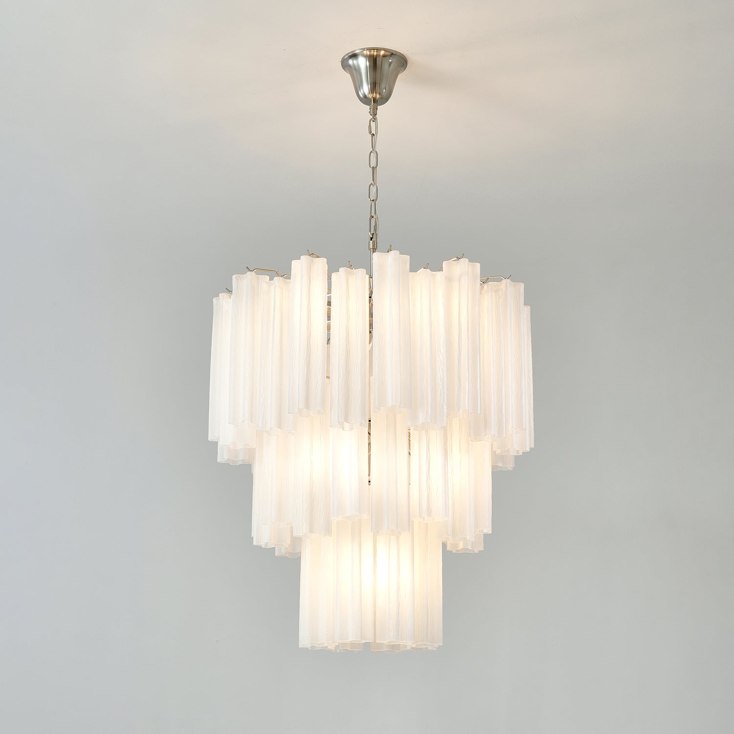 Aurora Chandelier Frosted Glass Tubes Layered Minimalist-Neutral Decor