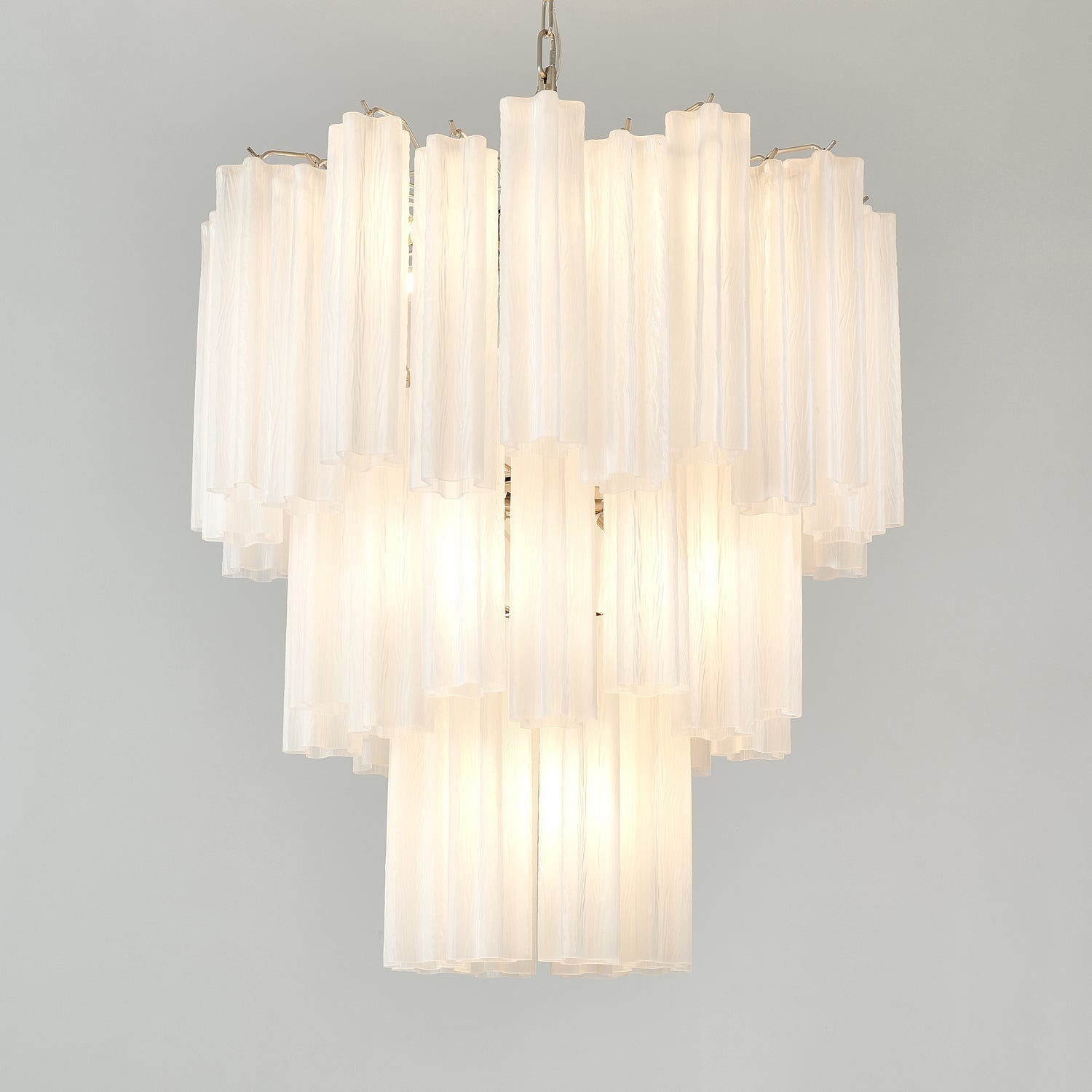 Aurora Chandelier Frosted Glass Tubes Layered Minimalist-Neutral Decor