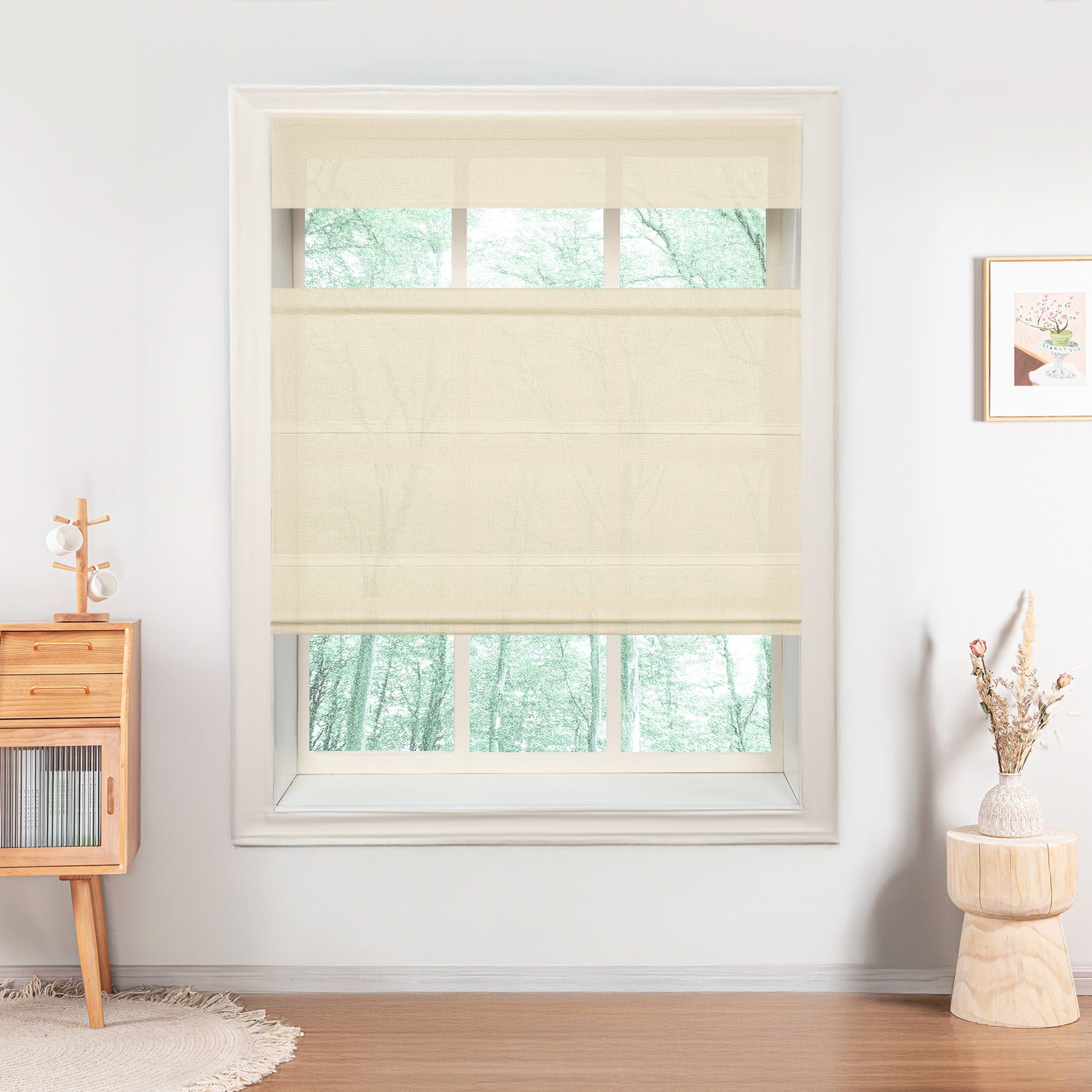 Belgian Flax Linen Roman Shades & Blinds | Top Down Bottom Up-Neutral Decor
