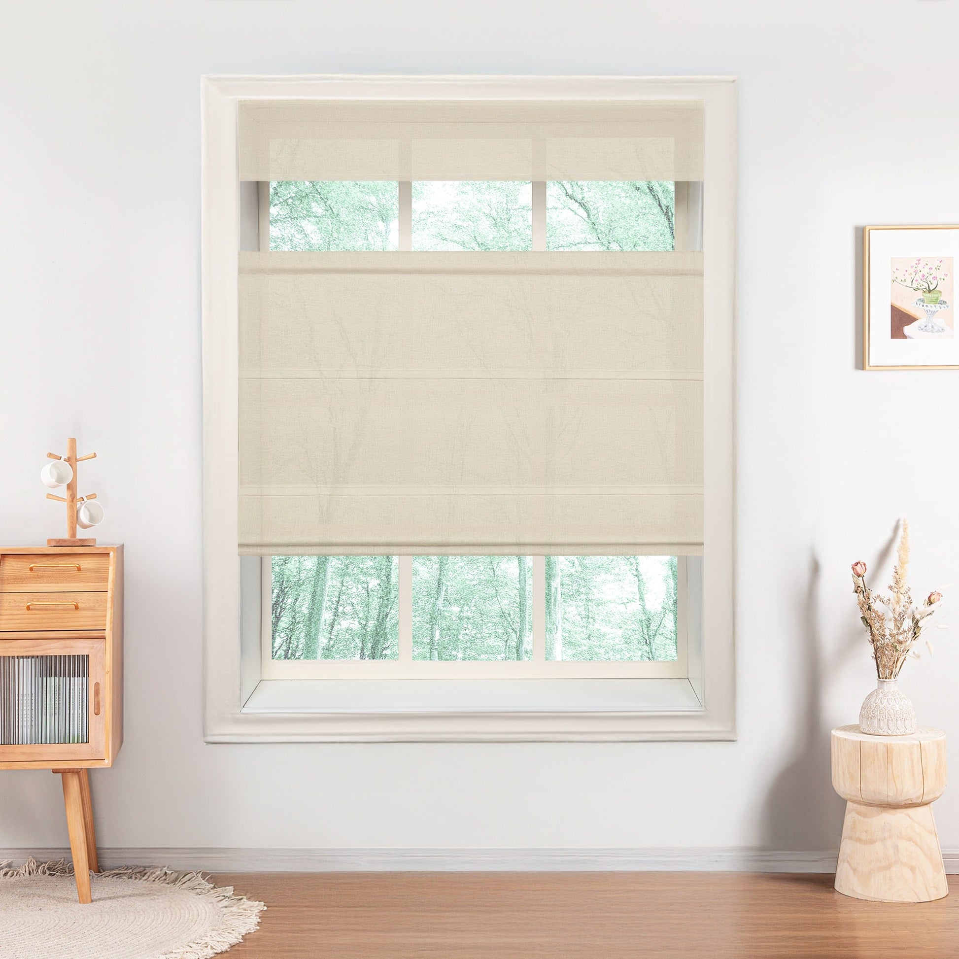 Belgian Flax Linen Roman Shades & Blinds | Top Down Bottom Up-Neutral Decor