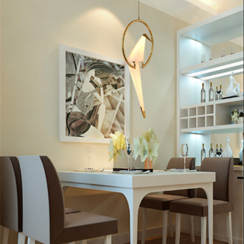 Arisha Modern Nordic Post Modern Bird Pendant Light, White/Clear - Neutral Decor