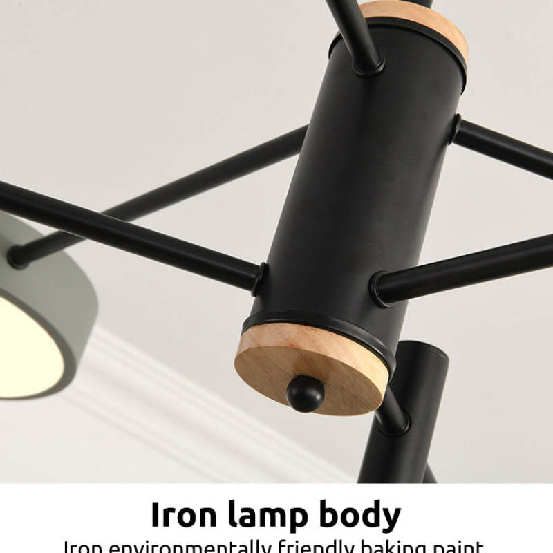 Arisha Pendant Light LED, Metal & Wood, Grey/White/Gold - Neutral Decor