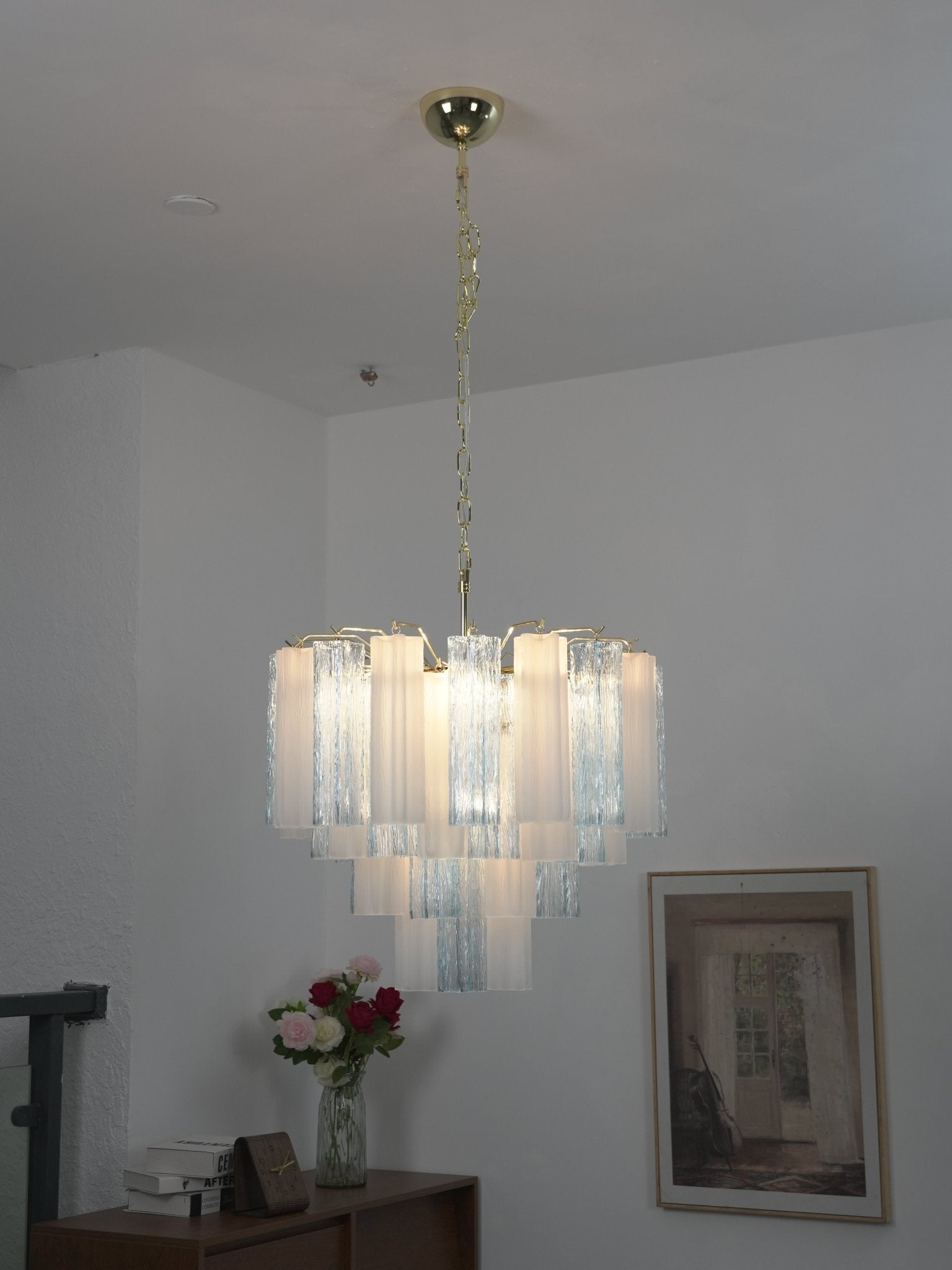 Bexy Glass Cascade Chandelier-Neutral Decor