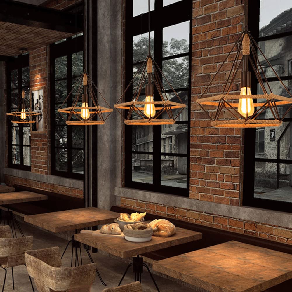 Epoch Countryside Diamond Pendant Light Black Metal Kitchen/Cafe - Neutral Decor