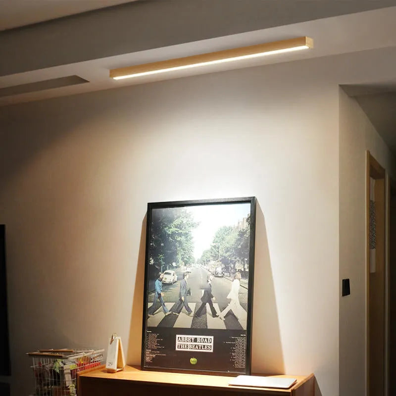 Arisha Linear Slim Ceiling Light, Wood - Neutral Decor