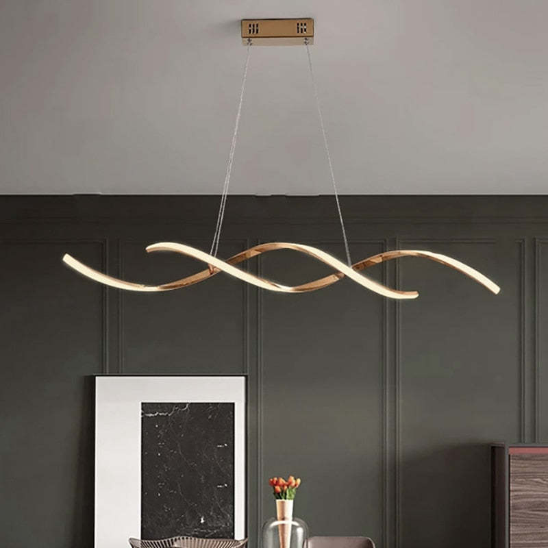 Arisha Modern Wavy Metal/Acrylic Pendant Light, Chrome/Gold - Neutral Decor