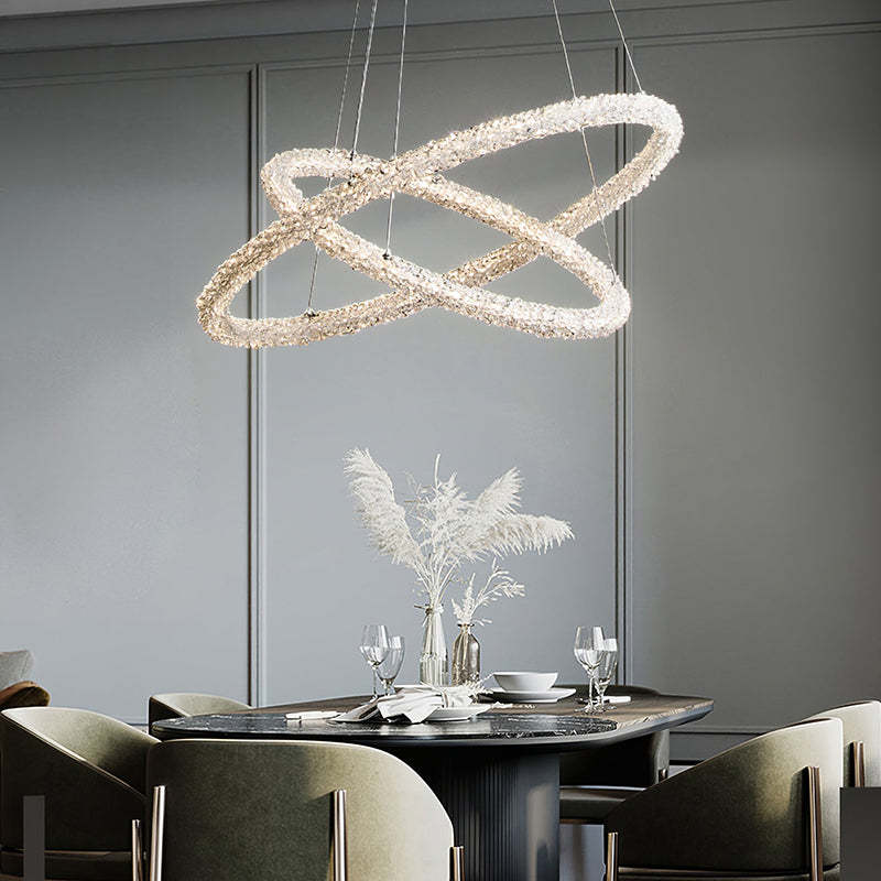 Kristy Art Deco Chandelier, Metal & Crystal, 1/2/3 Ring - Neutral Decor