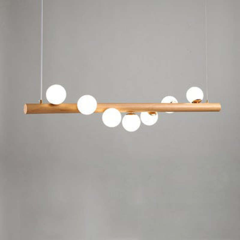 Valentina Glass Bubble Pendant Light Wood/Walnut - Neutral Decor