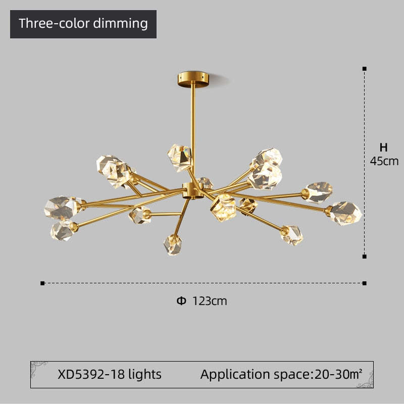 Kristy Luxurious Crystal Chandelier Living Room Golden - Neutral Decor