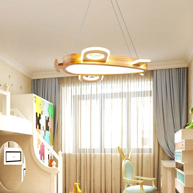 Arisha Modern Natural Creative DIY Children Airplane Shape Acrylic Pendant Light ,Wood - Neutral Decor