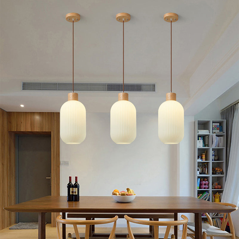 Muto Modern Wood/Glass Pendant Light, White - Neutral Decor