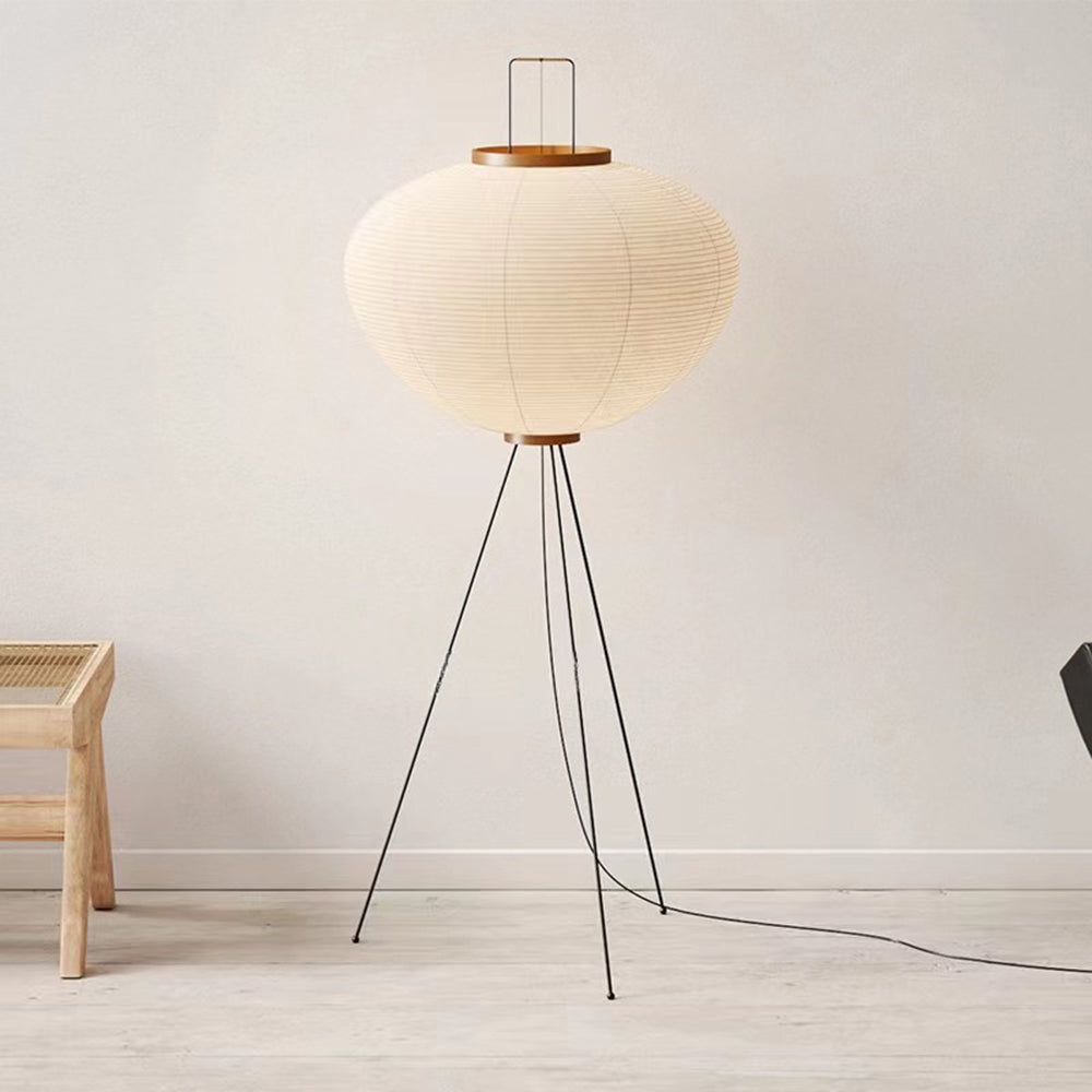 Renée Minimalist Tripod Lantern Paper Floor Lamp, White - Neutral Decor