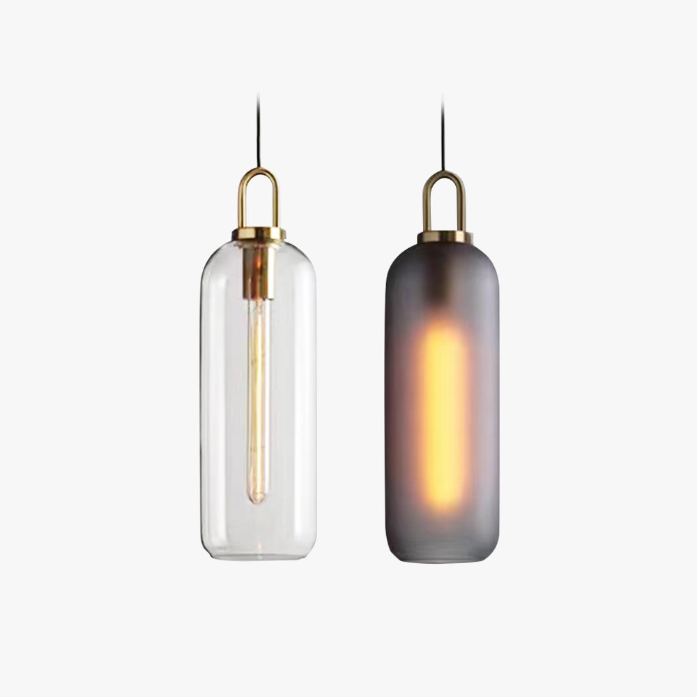 Valentina Clear& Glass Cylinder Pendant Light, 2 Color - Neutral Decor