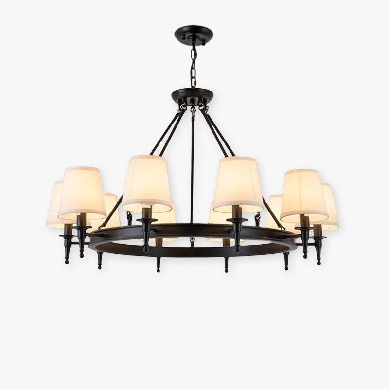 Silva vintage Ring Metal/Fabric Chandelier, Black/Copper - Neutral Decor