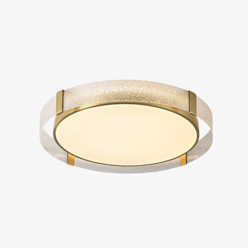 Arisha Modern Round Metal/Glass Flush Mount Ceiling Light, Gold - Neutral Decor