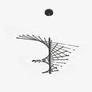Arisha Modern Chandelier Rotating Fireworks, Black/Gold, Living Room/Art Gallery - Neutral Decor
