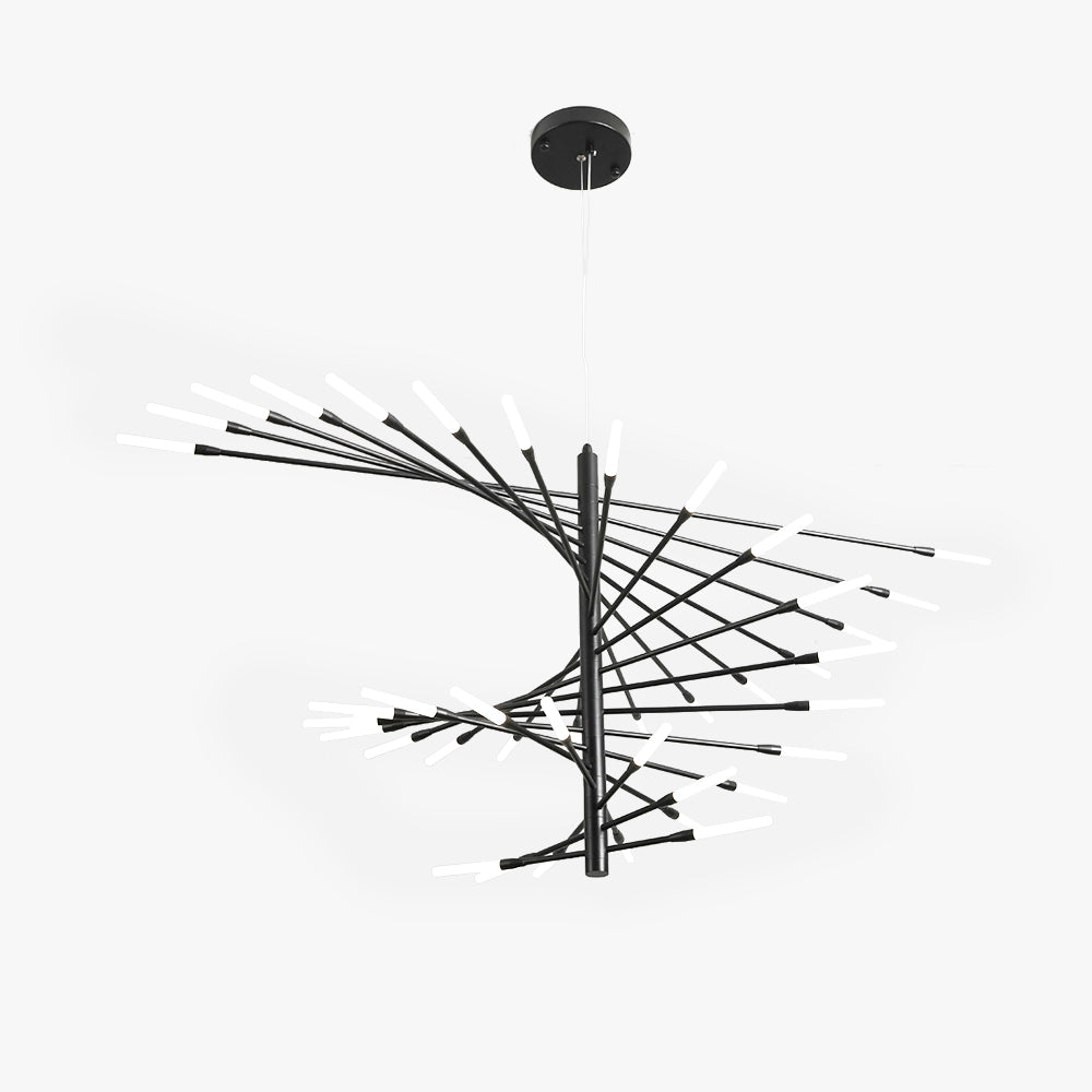 Arisha Modern Chandelier Rotating Fireworks, Black/Gold, Living Room/Art Gallery - Neutral Decor