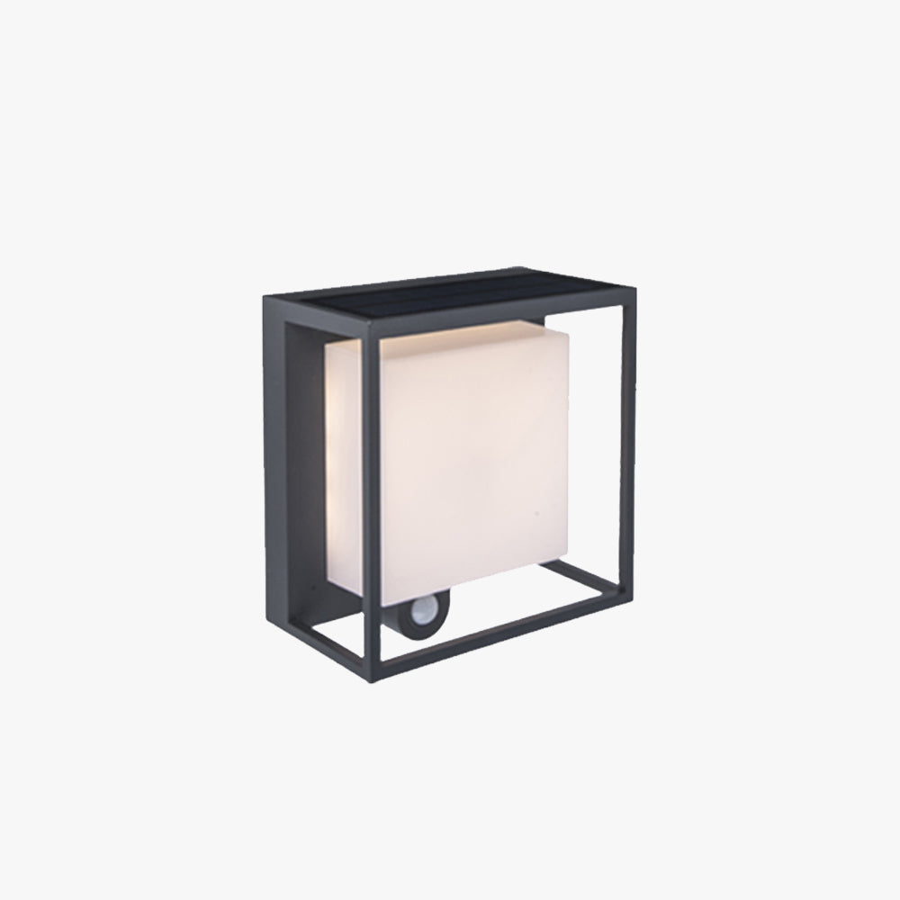 Ray Modern Rectangular Acrylic Sensor Solar Powered Outdoor Wall Lamp, Black - Neutral Decor