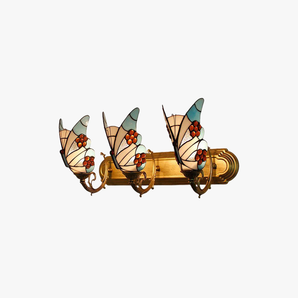 Arisha Artistic Butterfly Metal/Glass Lamps Wall, Red/Blue/Multi-Color/Light Blue - Neutral Decor