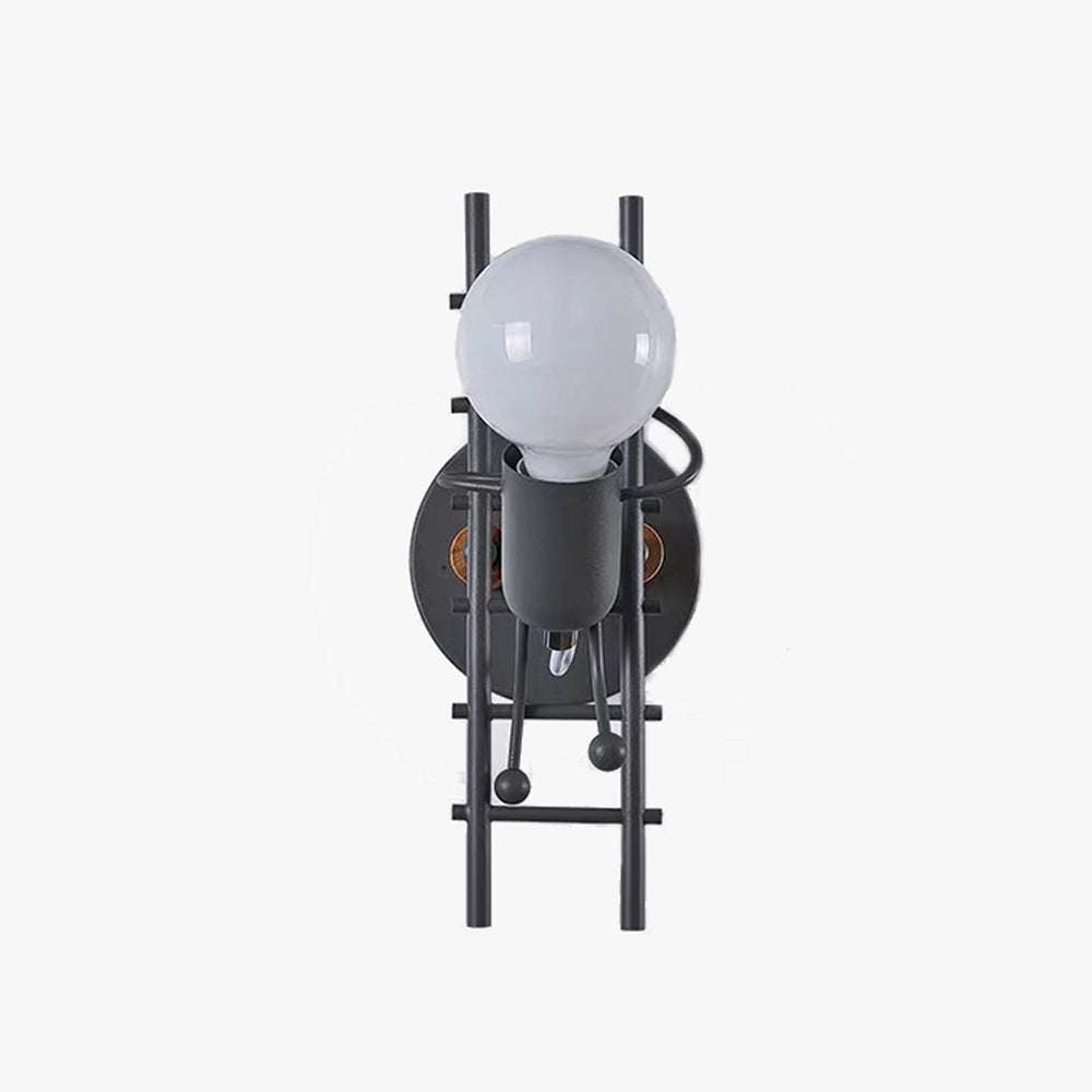 Arisha Industrial Man Metal/Wood Wall Light, Gray/White/Green - Neutral Decor