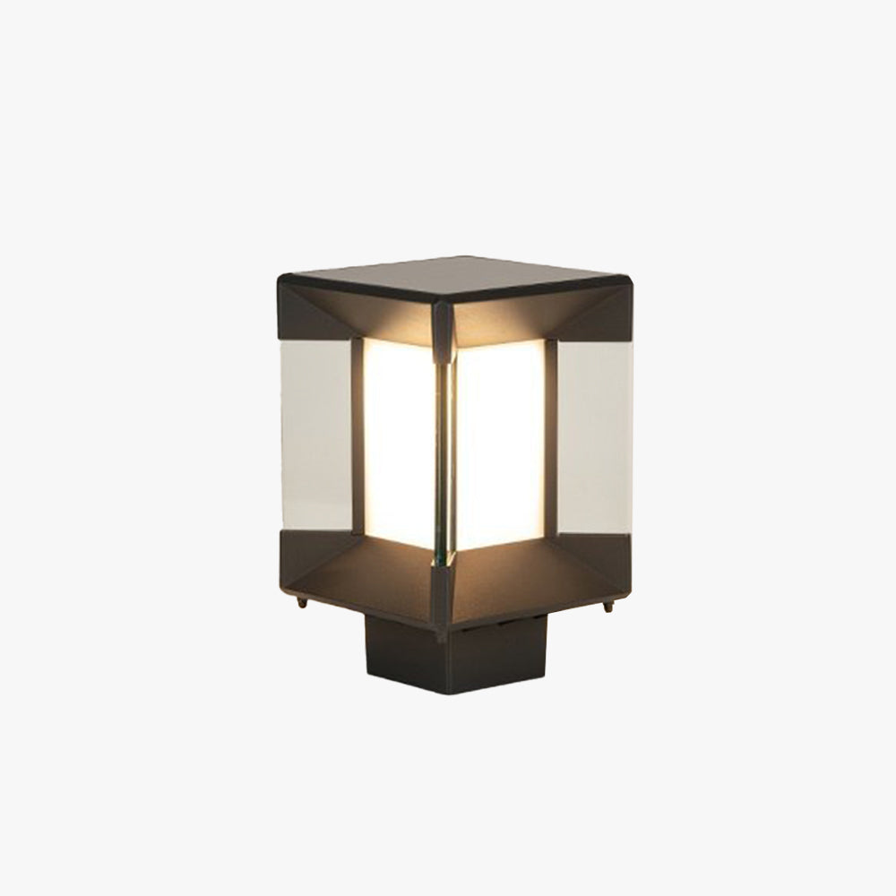 Ray Modern Rectangular Metal Glass Outdoor Lamp, Black/Black-Gold - Neutral Decor