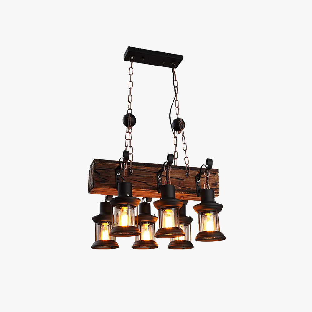 Epoch Retro Rectangular Metal/Wood Lantern Pendant Light - Neutral Decor