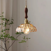 Valentina Modern LED Pendant Light Wooden Handle Metal Glass Bedroom - Neutral Decor