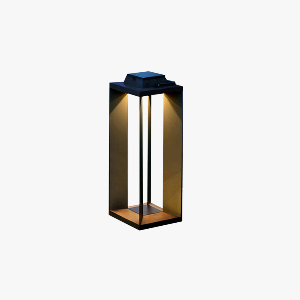 Ray Minimalist Cuboid Outdoor Floor Lamp, Hardwired, Black - Neutral Decor