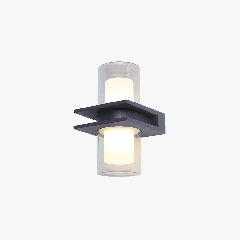 Ray Modern Cylindrical Metal Outdoor Wall Lamp With 2 Heads, Black - Neutral Decor