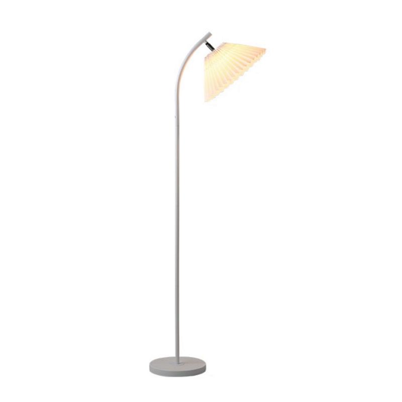 Ozawa Modern Arc Pleated Metal Fabric Floor Lamp, 3 Color - Neutral Decor