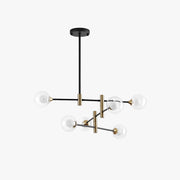 Valentina Nordic Spherical Bubble Metal/Glass Chandelier, Black/Gold - Neutral Decor