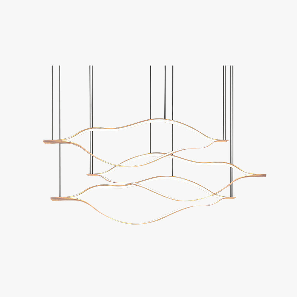 Arisha LED Linear Minimalist Wave Golden Leaf Shaped Pendant Light - Neutral Decor