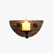 Epoch Vintage Candle Semicircle Wall Lamp, Wood/Metal, Bedroom - Neutral Decor