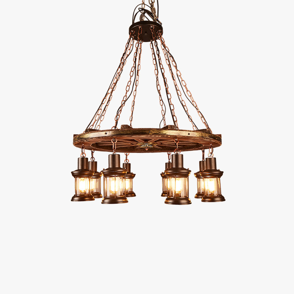 Epoch Vintage Rudder Metal/Wood Pendant Light, Walnut - Neutral Decor