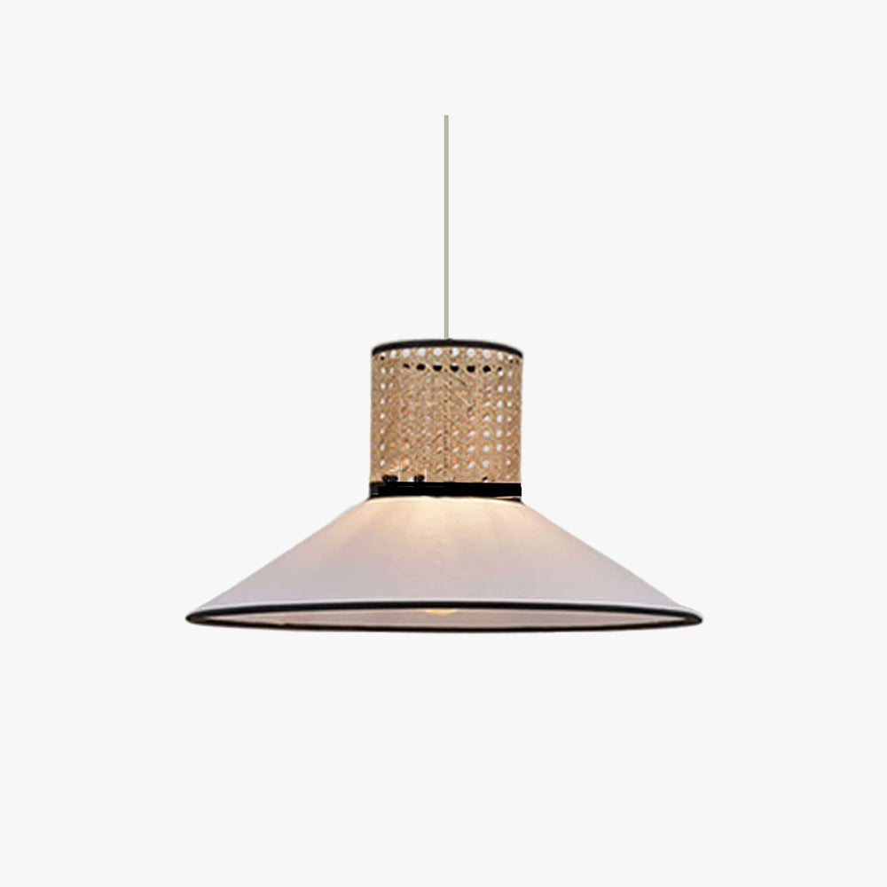 Ritta Modern Rattan/FabricPendant Light, White - Neutral Decor