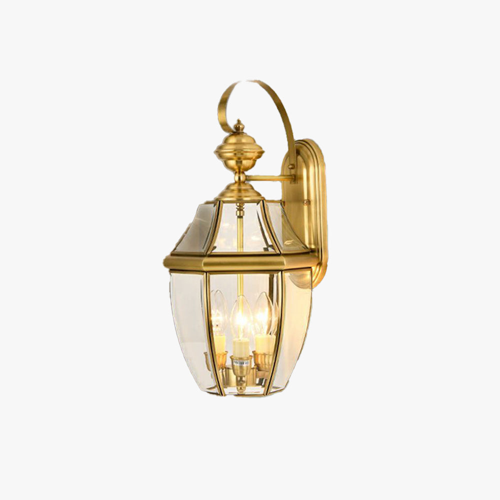 Ray Vintage Lantern Metal Outdoor Wall Lamp, Gold - Neutral Decor