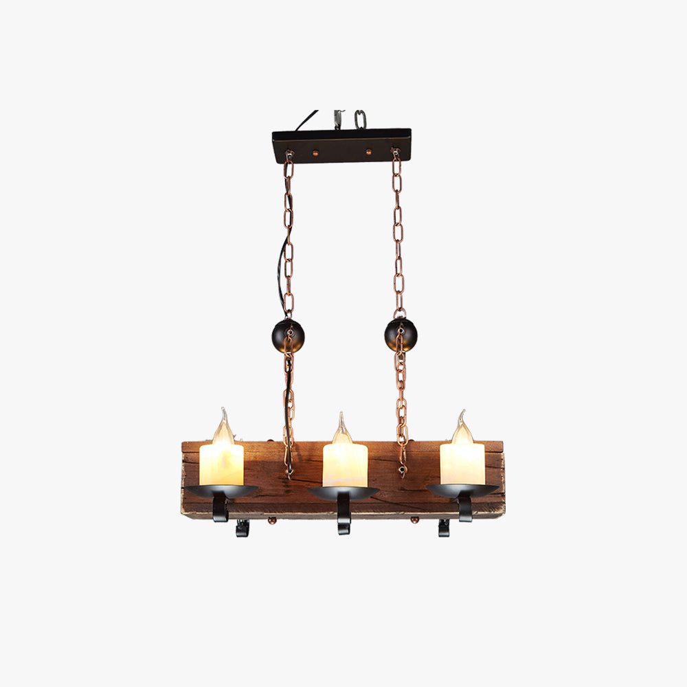 Epoch Retro Rectangular Metal/Wood Pendant Light, Walnut - Neutral Decor