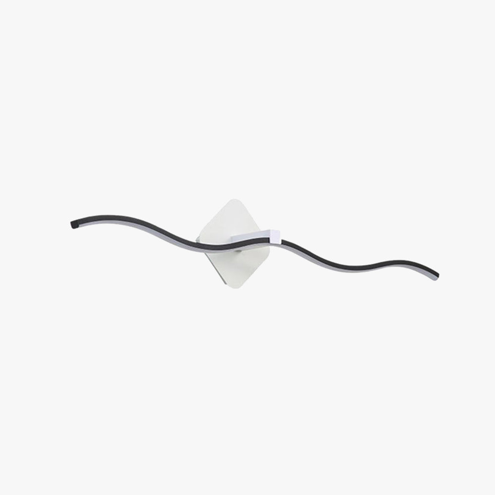 Arisha Minimalist Wave Linear Metal Wall Lamp, Black/White - Neutral Decor