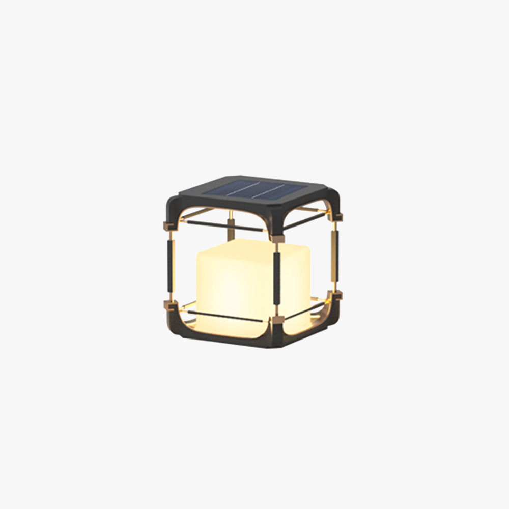 Ray Simple Cube/Cuboid Outdoor Floor Lamp, Hardwired/Solar, Black - Neutral Decor