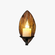 Epoch Vintage Leaf Shape Wood Metal Wall Lamp - Neutral Decor