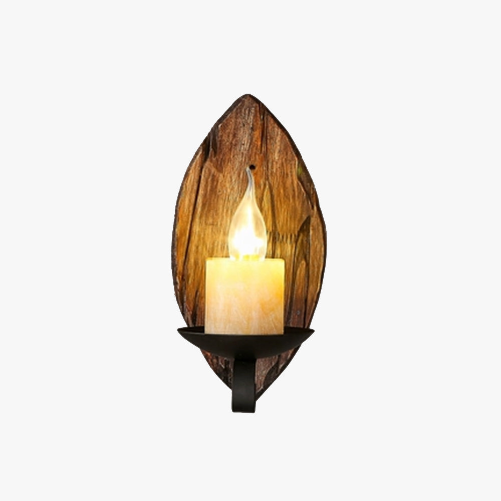 Epoch Vintage Leaf Shape Wood Metal Wall Lamp - Neutral Decor