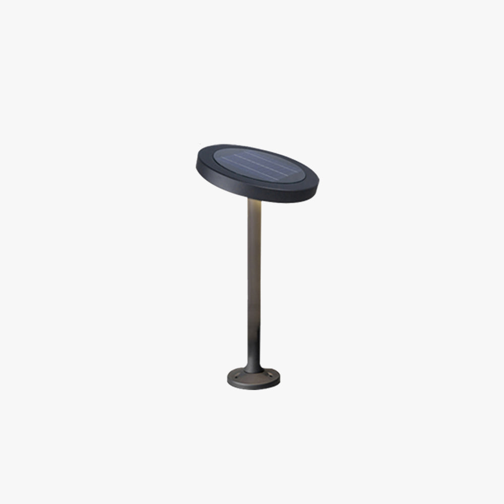 Pena Modern Metal Disc Solar Outdoor Bollard Light, Black - Neutral Decor