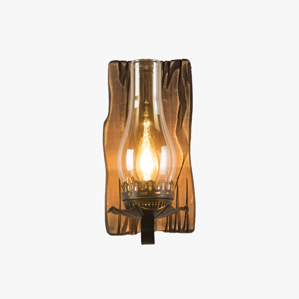 Epoch Wall Lamp Vintage Candle Wooden Glass, Bedroom - Neutral Decor