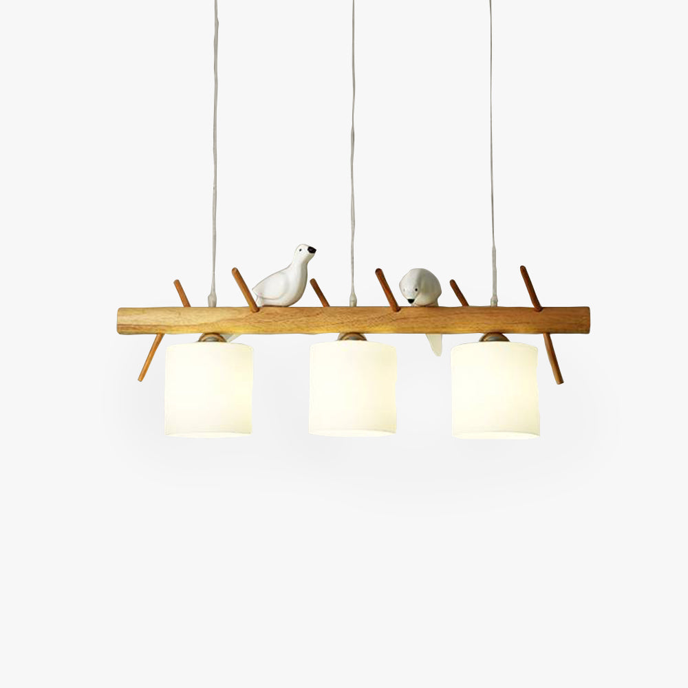 Muto Bird Pendant Light Wood, 2/3 Heads - Neutral Decor