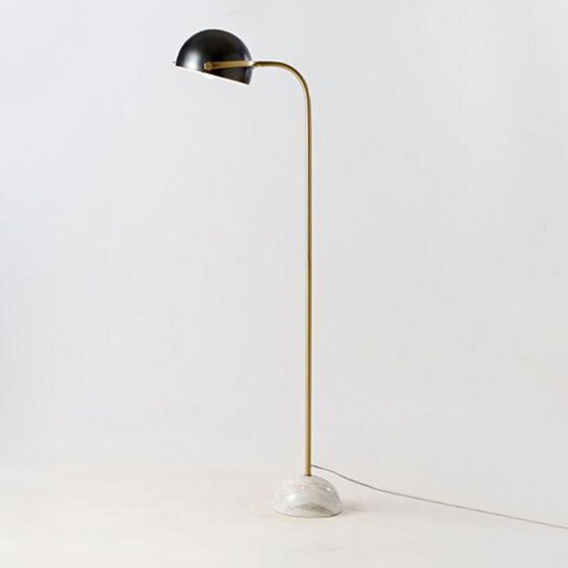 Eryn Floor Lamp Semi Circular Retro/Minimalist, Metal/Marble, Black, Bedroom - Neutral Decor